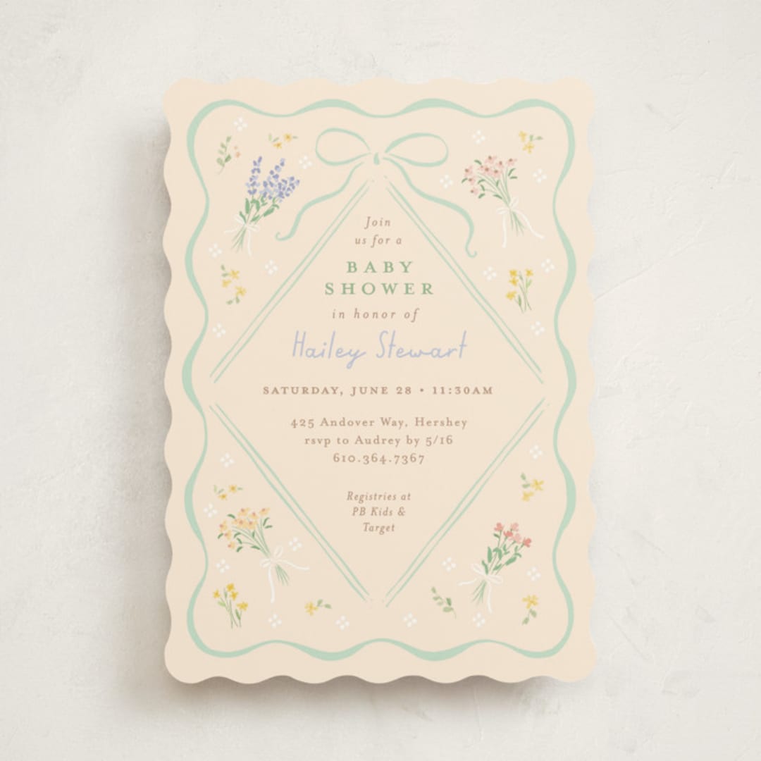 "petite corners" - Baby Shower Invitations in Seafoam by Jennifer Wick - Front