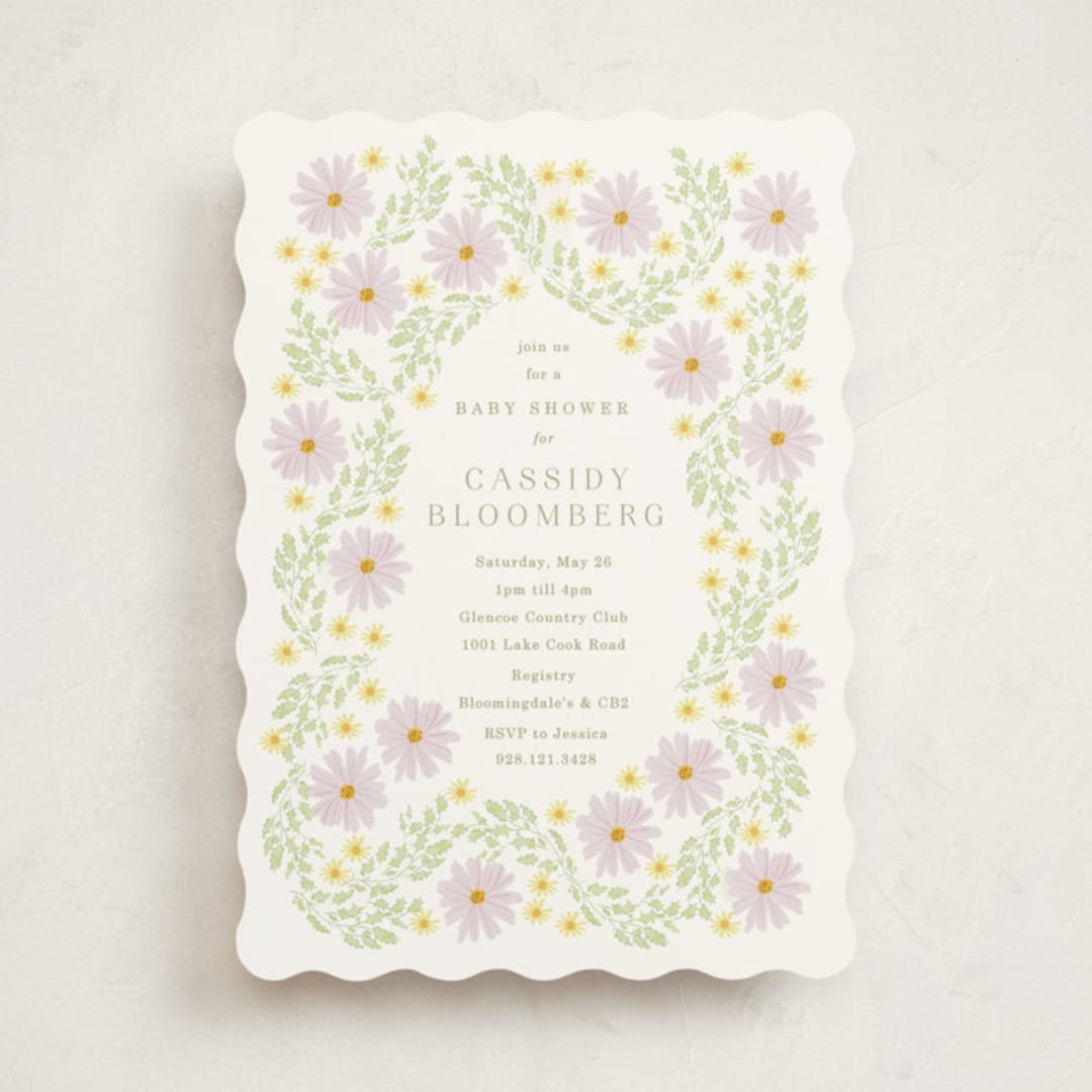 "Blooming Baby Frame" - Baby Shower Invitations in Daisy by Baumbirdy - Front