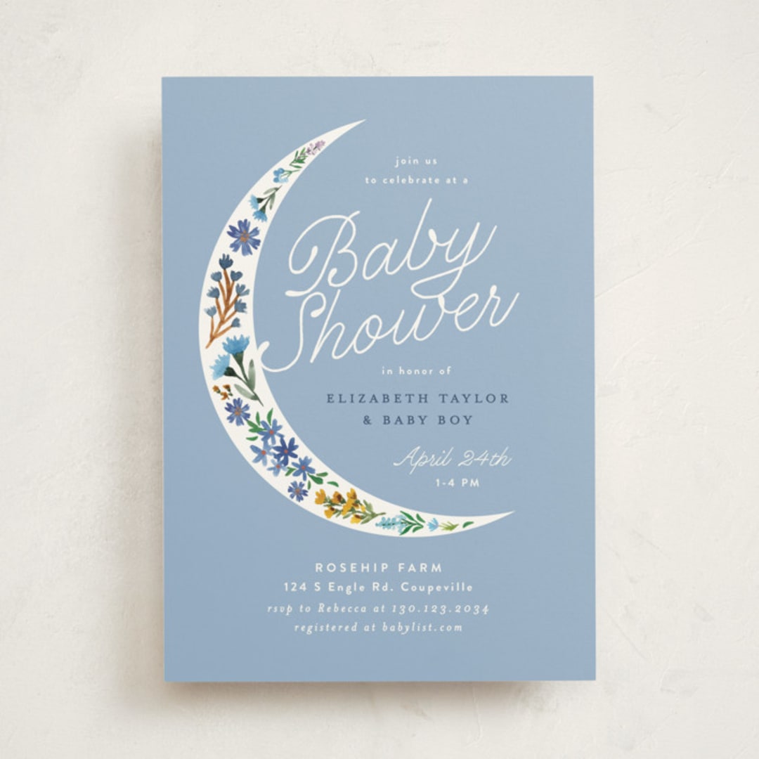 "Floral Moon" - Baby Shower Invitations in Moon Flower by Alethea and Ruth - Front