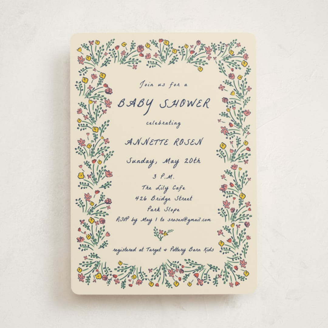 "Blossoming Love" - Baby Shower Invitations in Midnight by Sarah Rosenthal - Front
