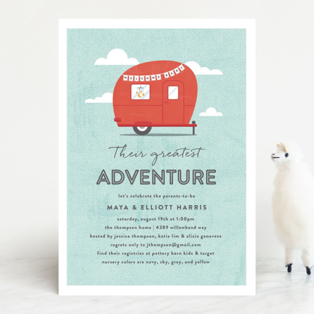 "Cute Camper" - Baby Shower Invitations in Ruby by Olivia Raufman - Front