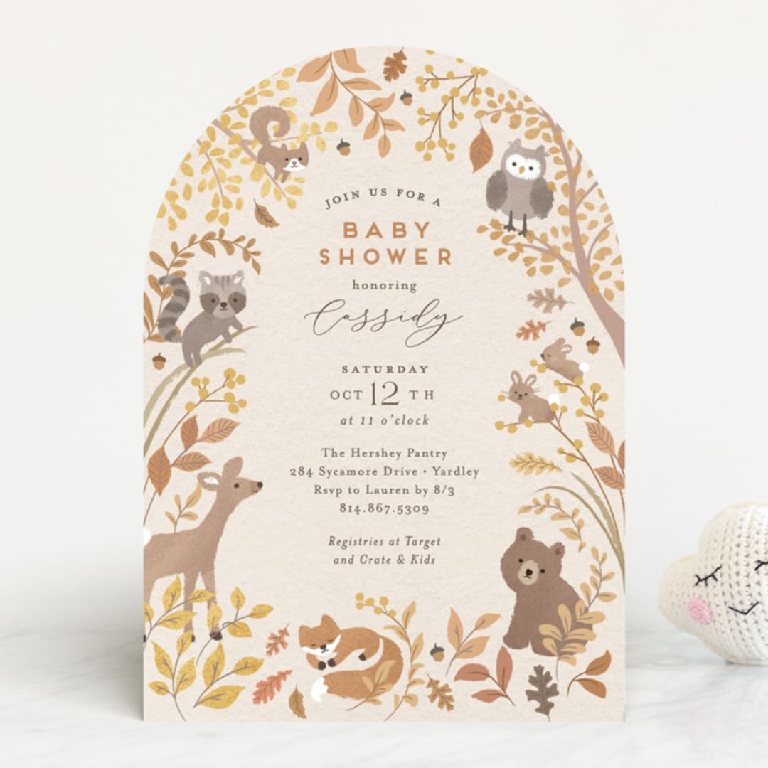 "Woodland autumn" - Baby Shower Invitations in Pumpkin by Jennifer Wick - Front