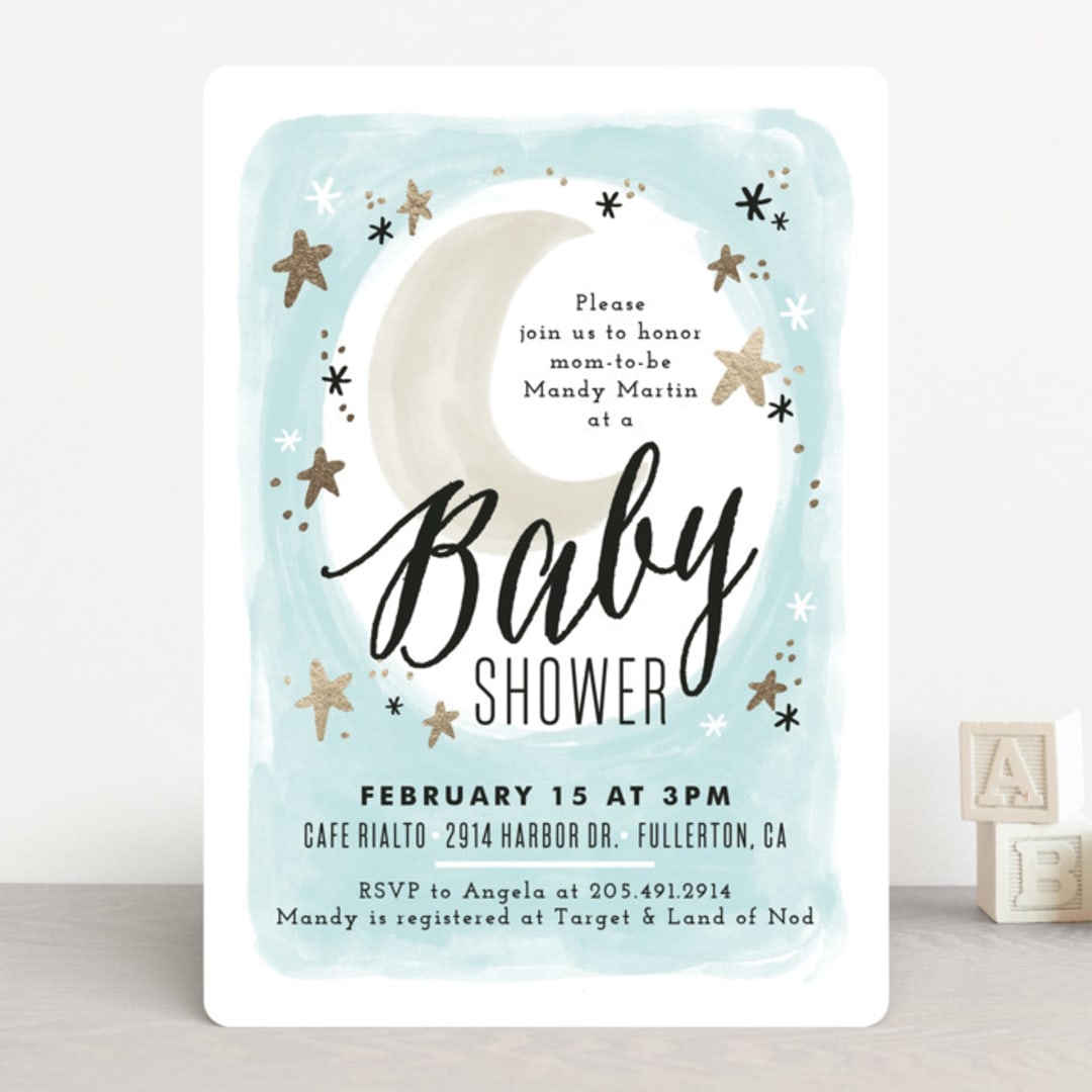 "Moonlit" - Baby Shower Invitations in Sky by Alethea and Ruth - Front