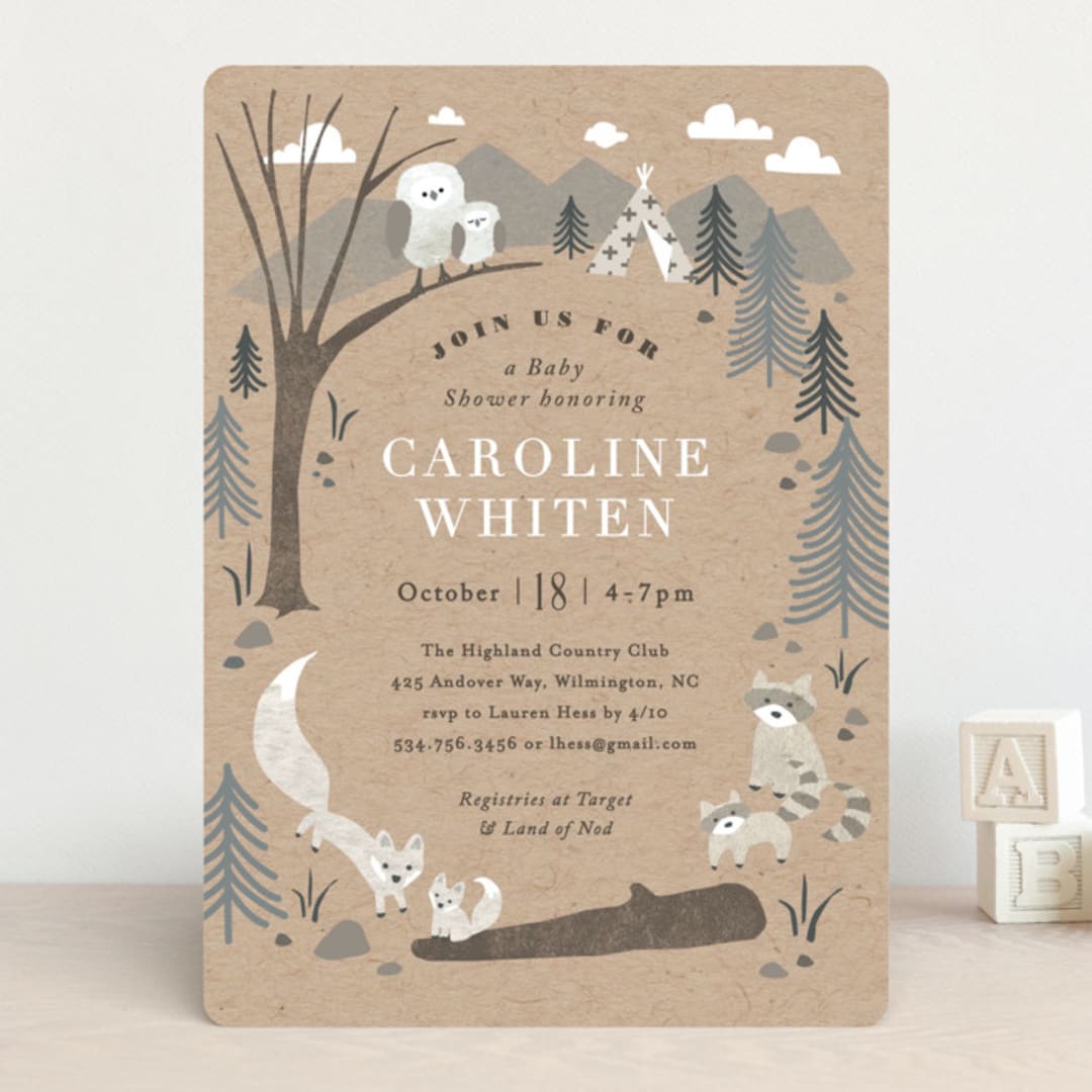 "Woodland's welcome" - Baby Shower Invitations in Kraft by Jennifer Wick - Front