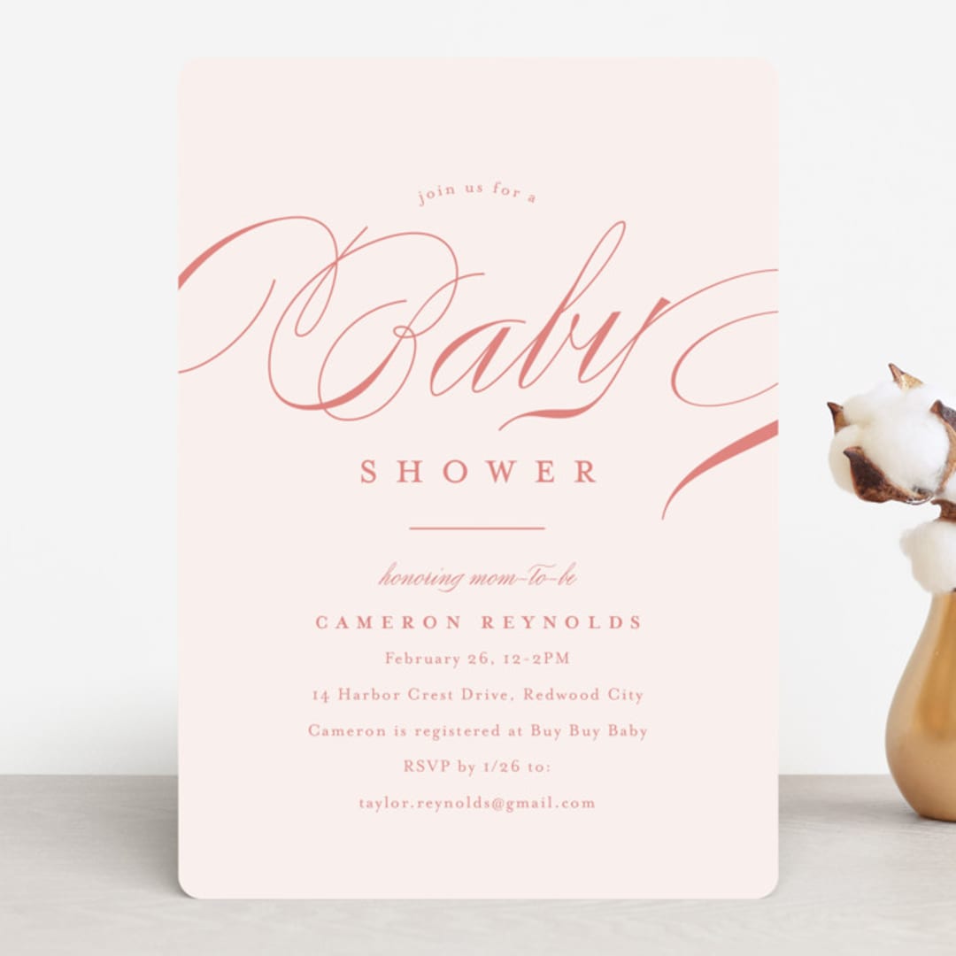 "Classique" - Baby Shower Invitations in Peony by Carolyn MacLaren - Front
