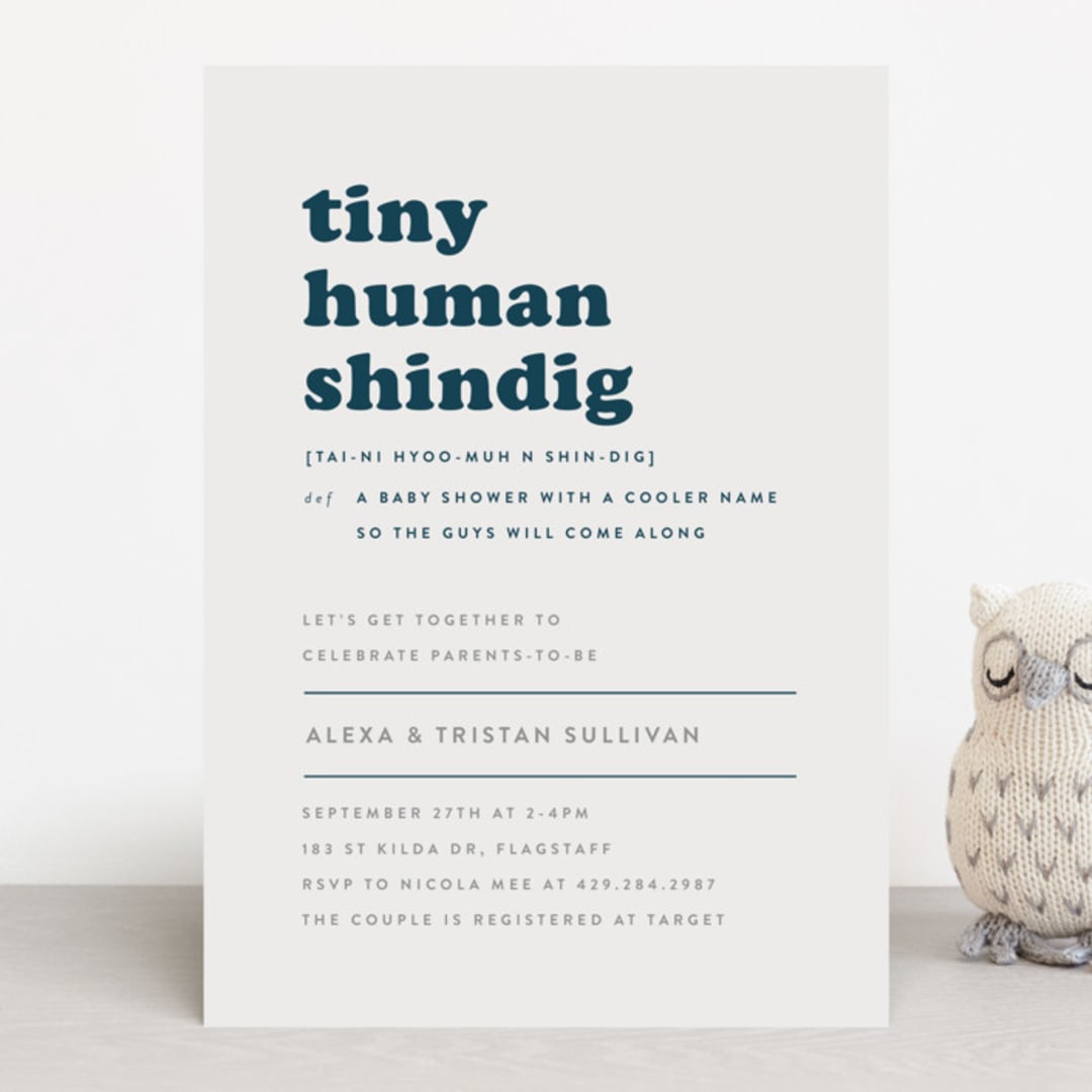 "Tiny Human" - Baby Shower Invitations in Whale by Corinne Malesic - Front