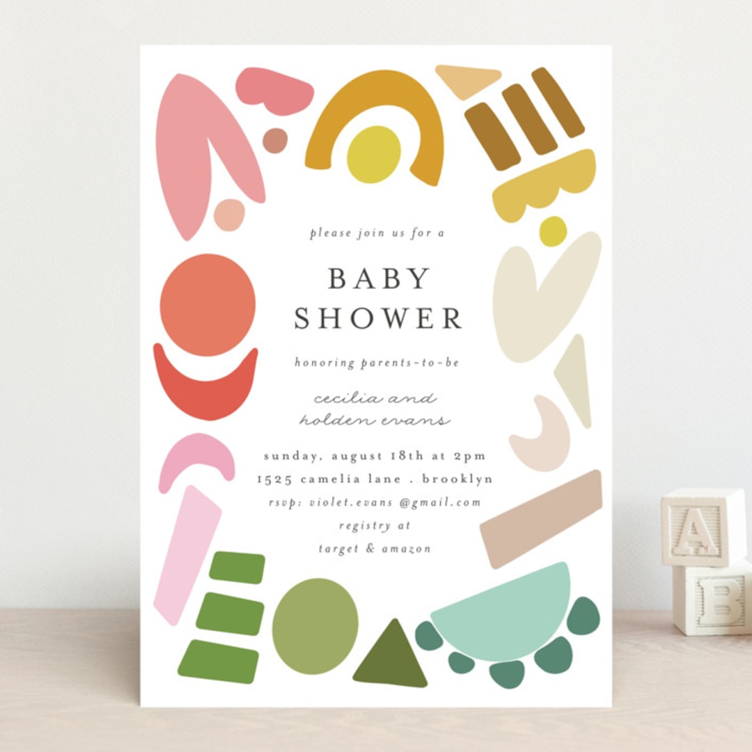 "Rainbow Shapes" - Baby Shower Invitations in Rainbow by Morgan Kendall - Front