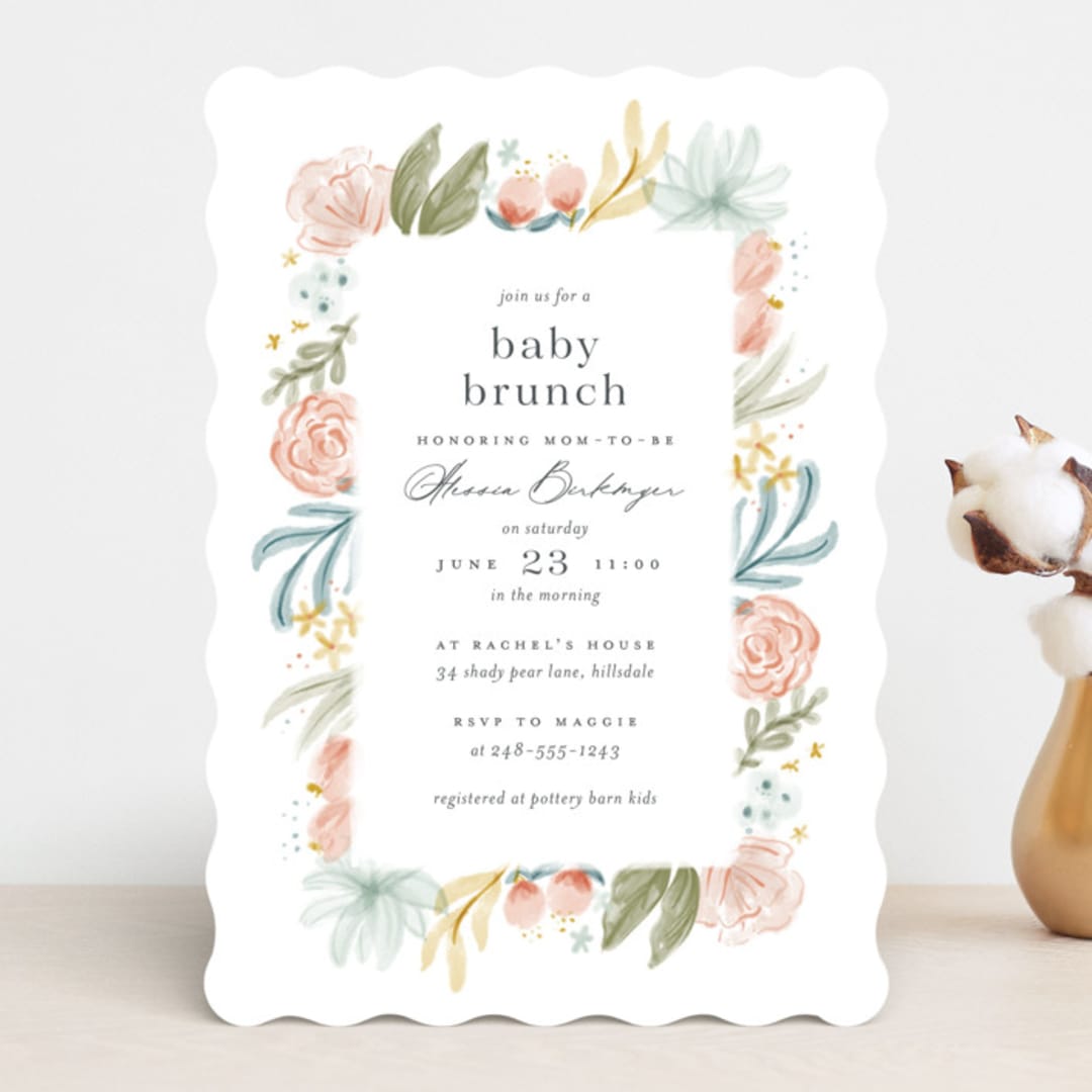 "Blooming Brunch" - Baby Shower Invitations in Rose by Ashley DeMeyere - Front