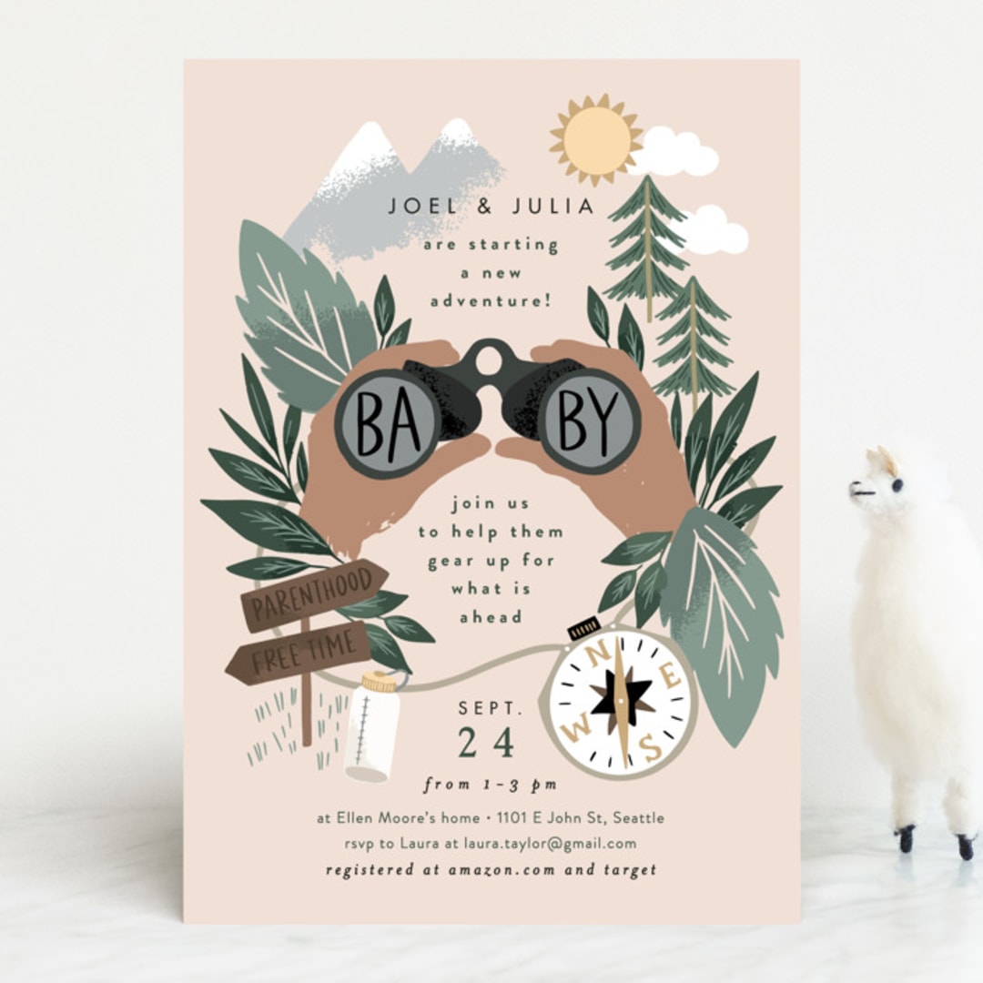 "Adventure on the horizon" - Baby Shower Invitations in Latte by Alethea and Ruth - Front