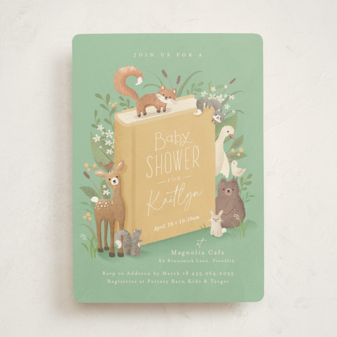 "Storybook" - Baby Shower Invitations in Mint by Jennifer Wick - Front