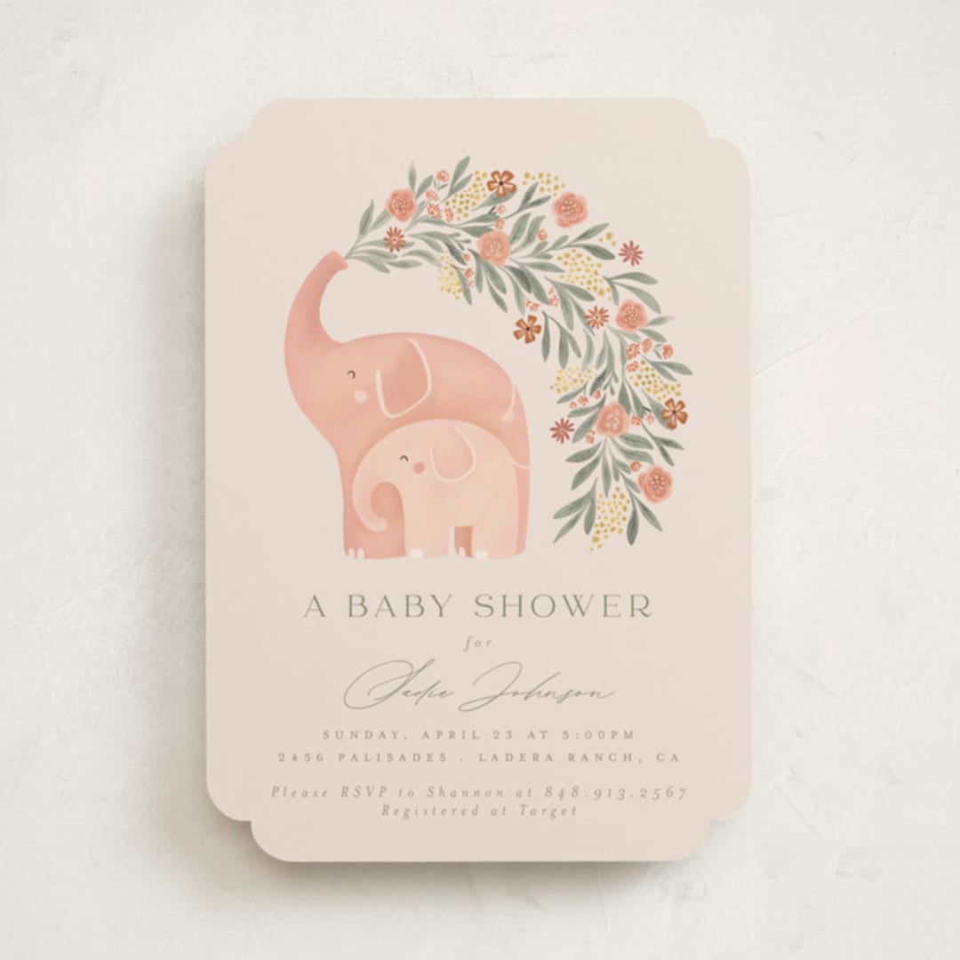 "Elephant Garden" - Baby Shower Invitations in Snapdragon by Joanna Griffin - Front