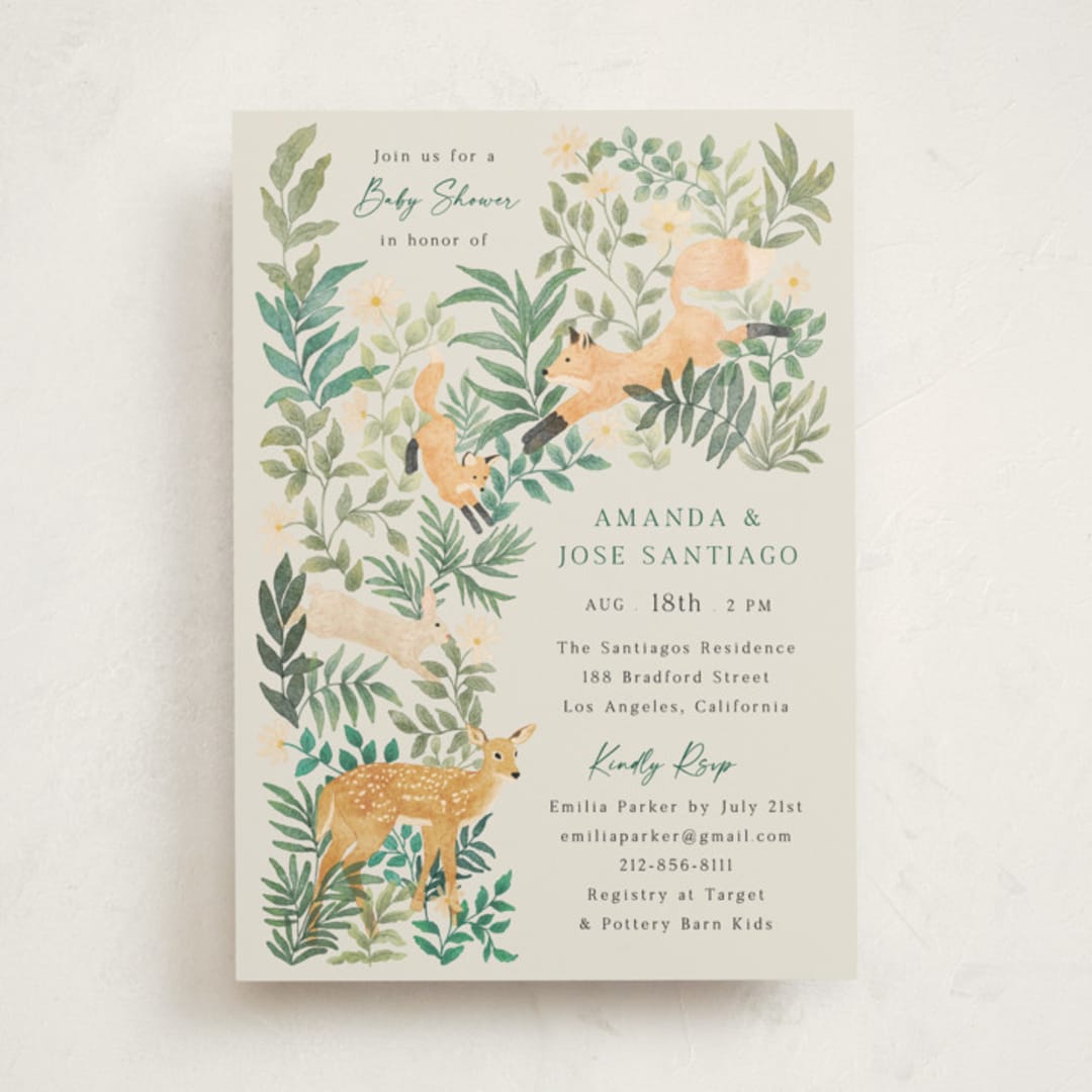 "wild forest" - Baby Shower Invitations in Cream by Elly - Front