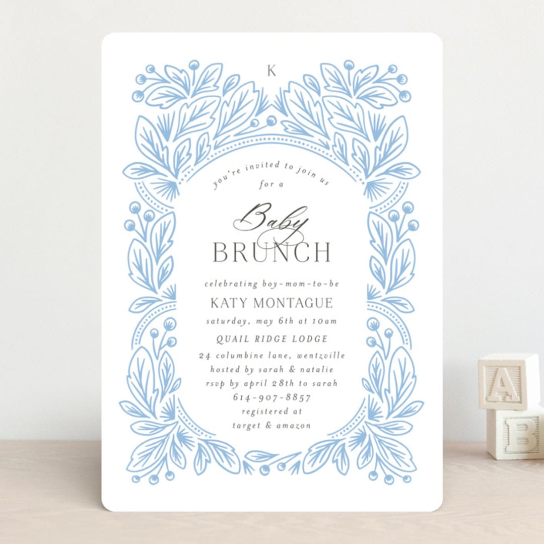 "Arch" - Baby Shower Invitations in Powder by Jen Owens - Front