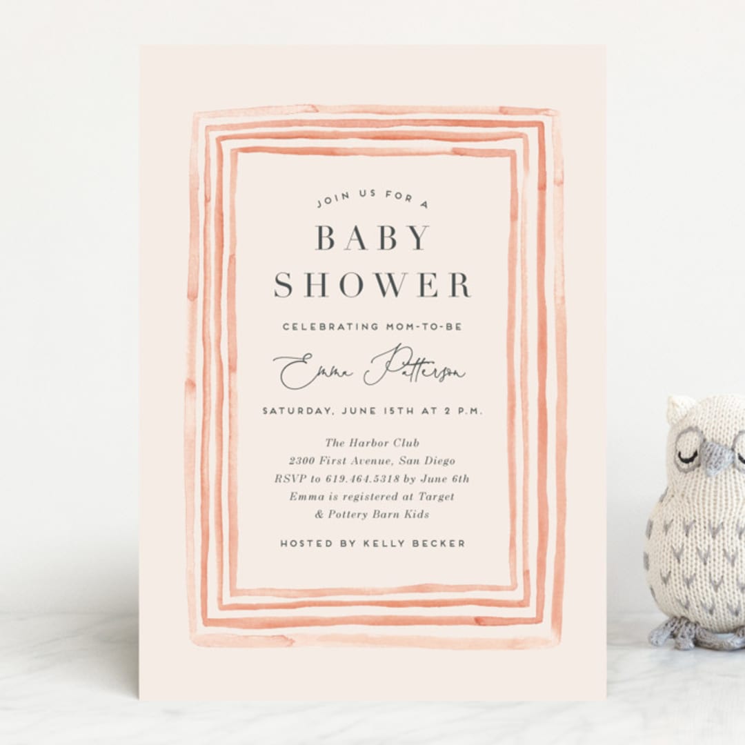 "Painted Frame" - Baby Shower Invitations in Peony by Erica Krystek - Front