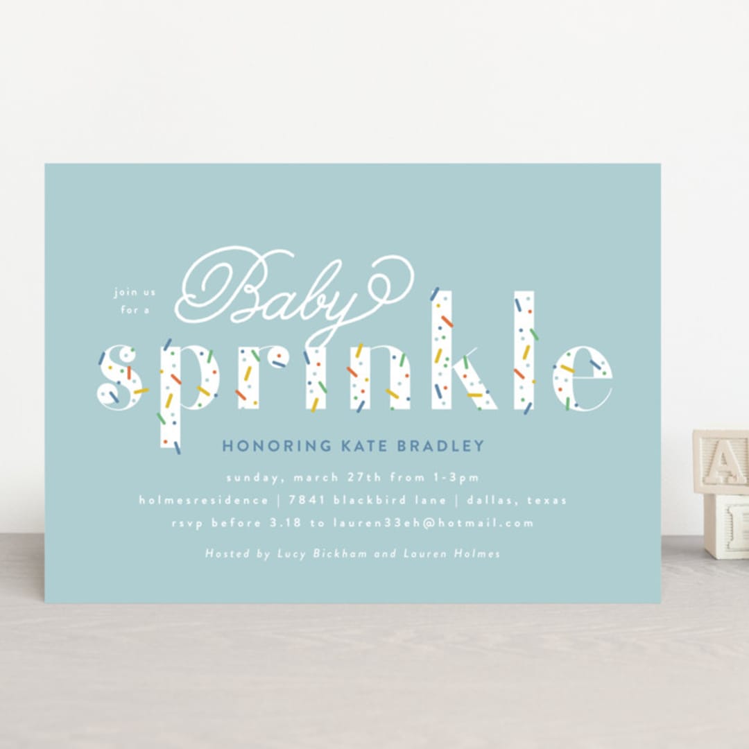 "Scattered Sprinkles" - Baby Shower Invitations in Sky by Lauren Chism - Front