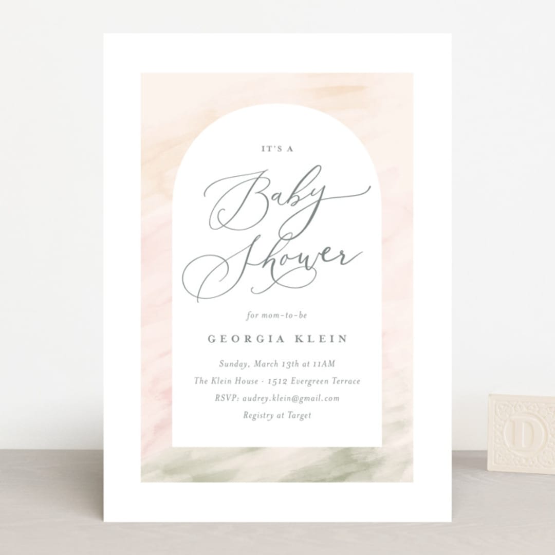 "Abstracted Arch" - Baby Shower Invitations in Spring by Carolyn MacLaren - Front