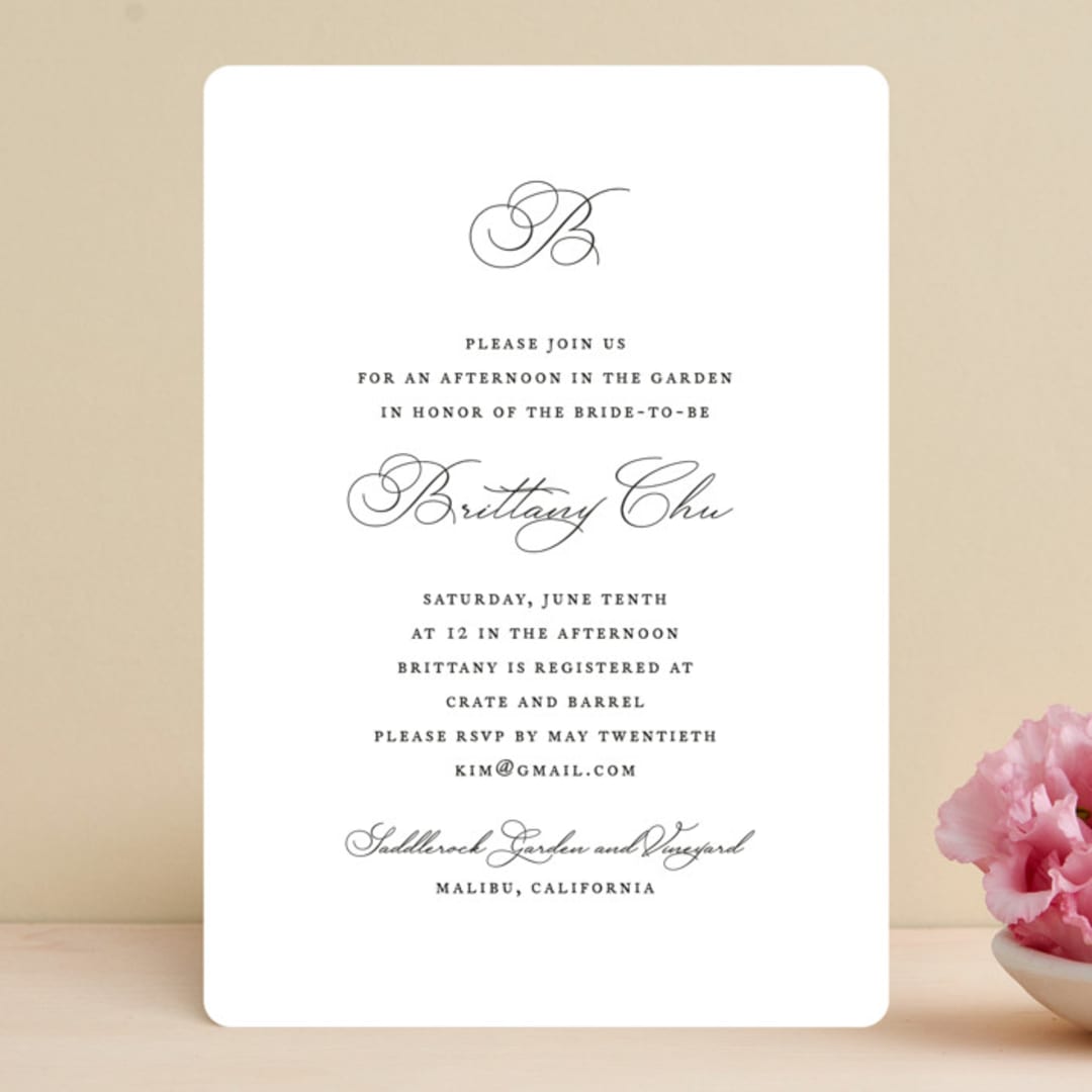 "Initial" - Bridal Shower Invitations in Pearl by Jennifer Postorino - Front