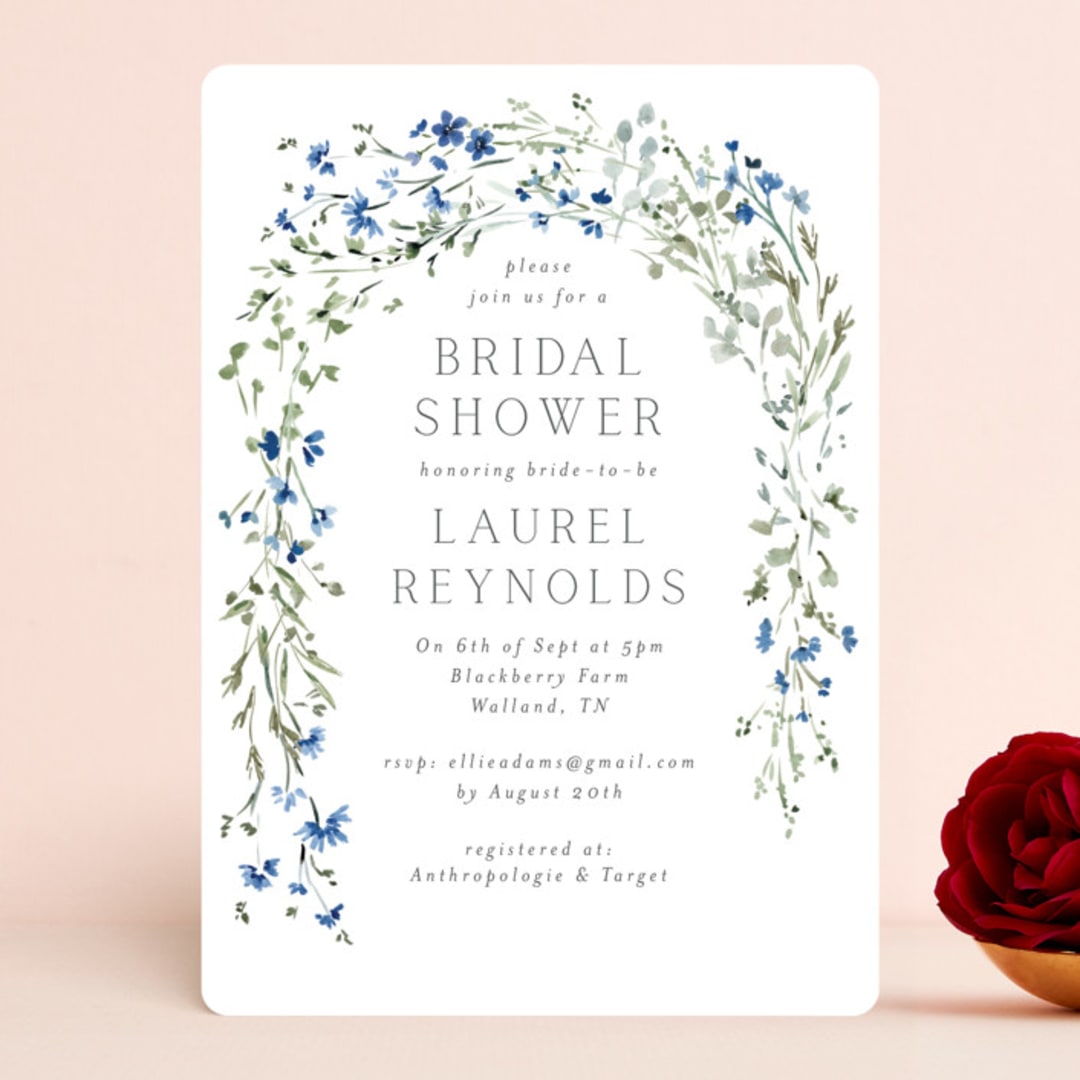"In The Full Bloom" - Bridal Shower Invitations in Bluebell by Petra Kern - Front