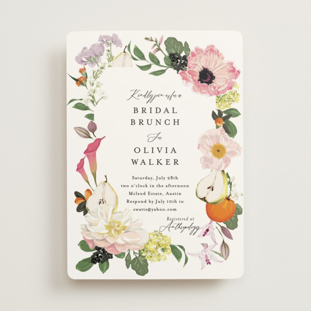 "Enchanted" - Bridal Shower Invitations in Peony by Susan Moyal - Front