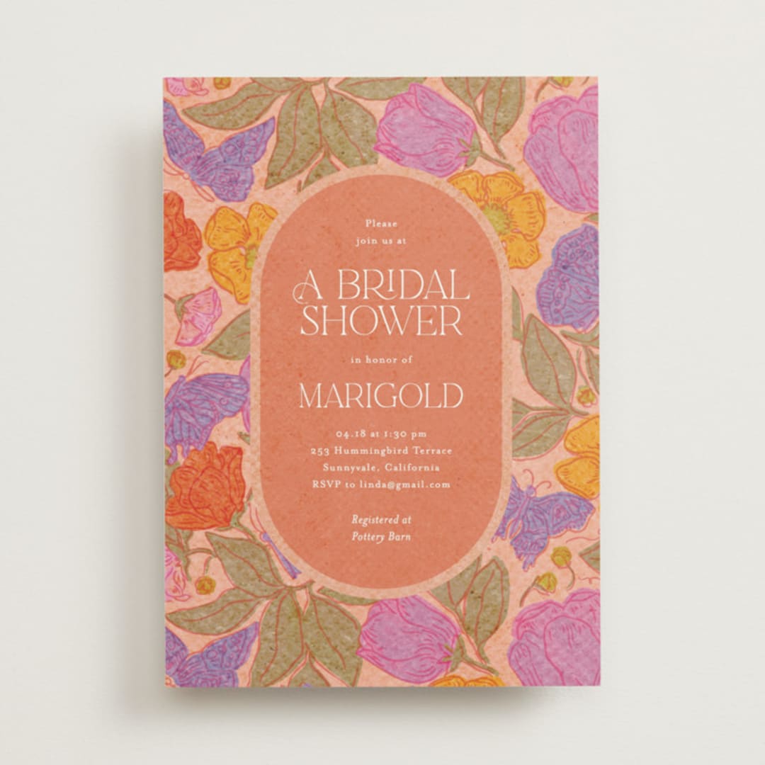 "Vintage Garden" - Bridal Shower Invitations in Peach by Simona Camp - Front