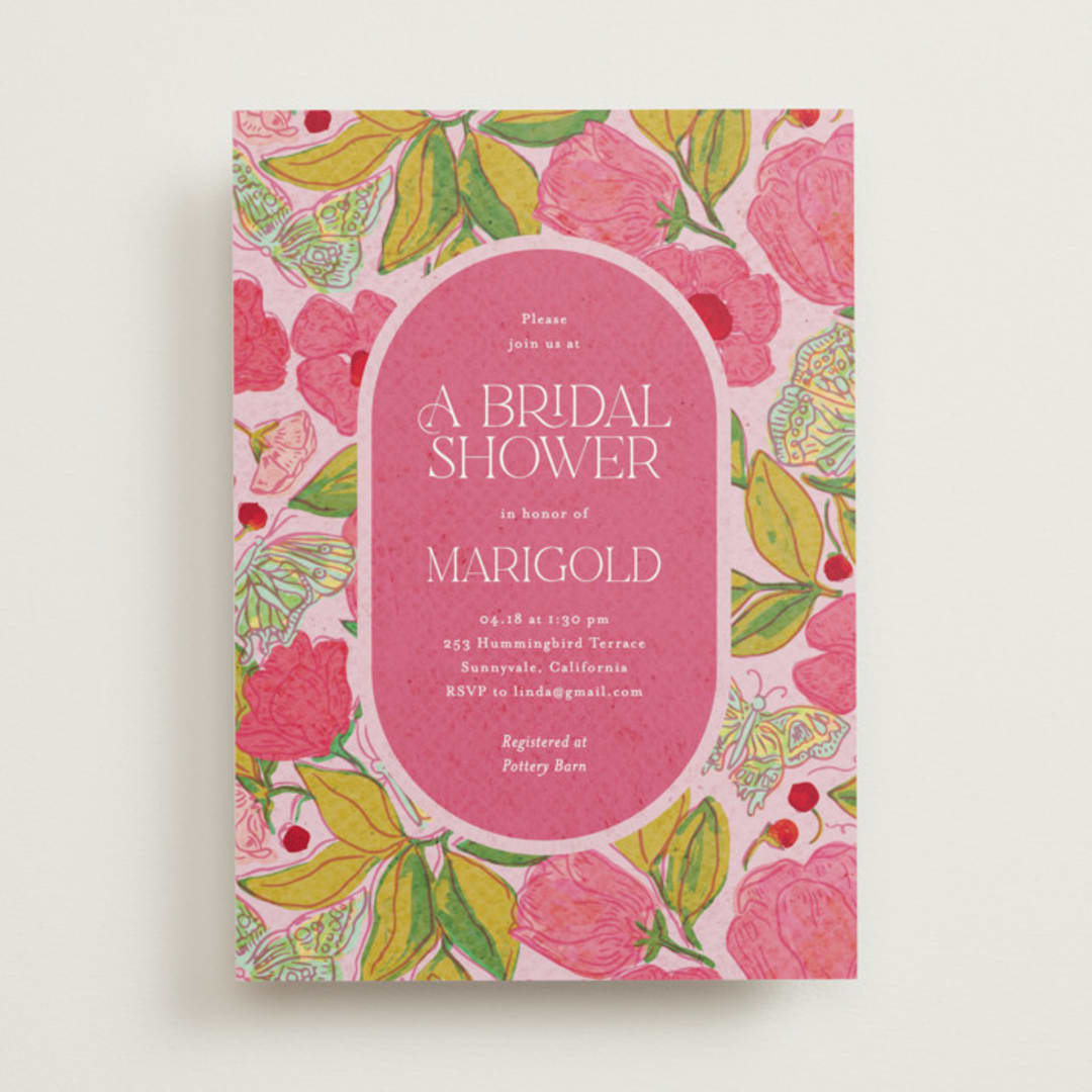 "Vintage Garden" - Bridal Shower Invitations in Carnation by Simona Camp - Front