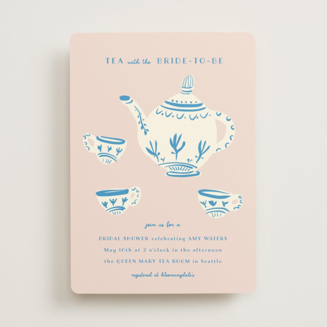 "China Tea Set" - Bridal Shower Invitations in Blush by Ani Somi - Front