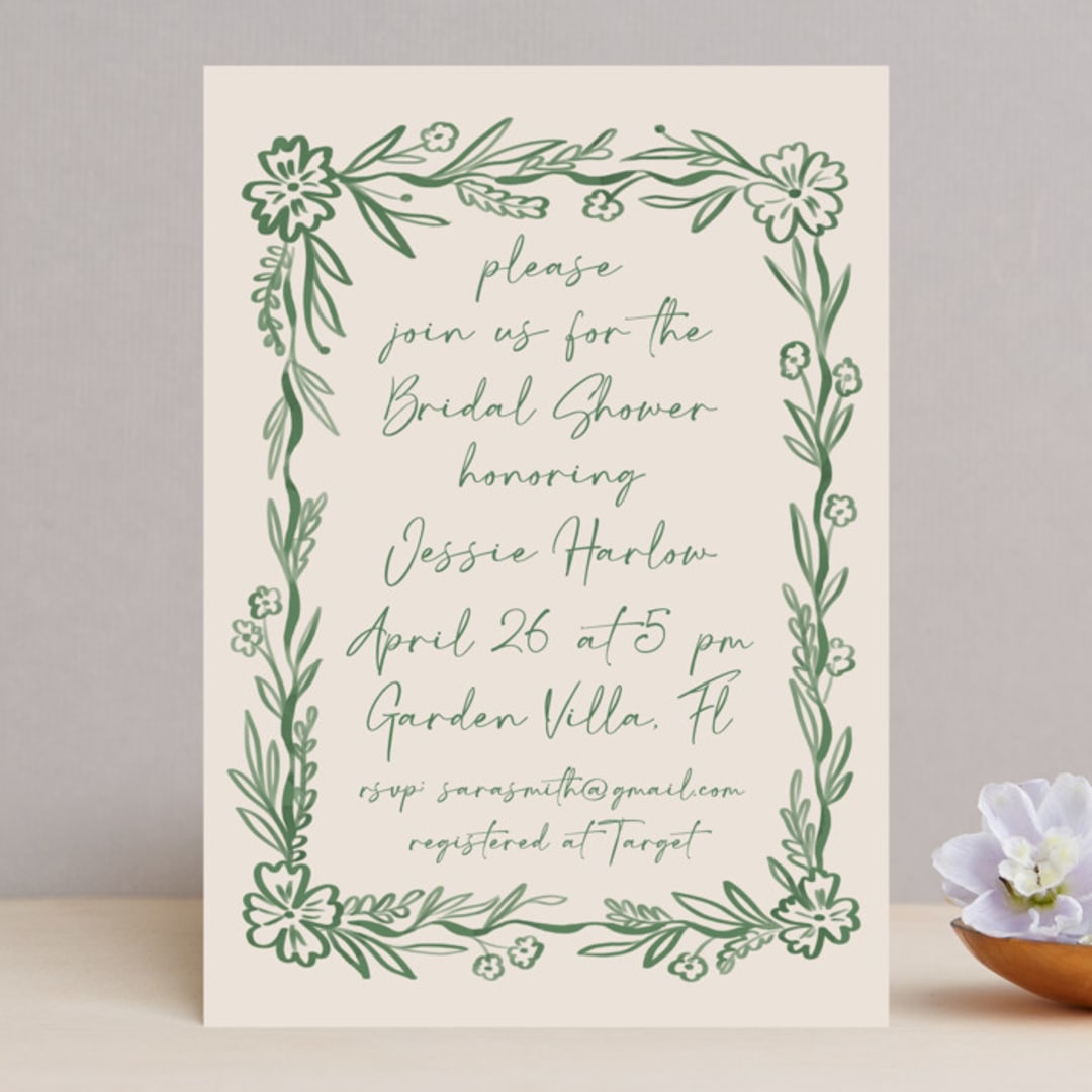 "Doodled" - Bridal Shower Invitations in Meadow by Petra Kern - Front