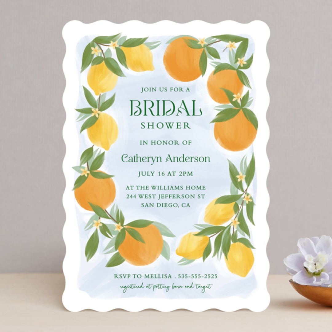 "Main Squeeze" - Bridal Shower Invitations in Lemon by Paper Sun Studio - Front