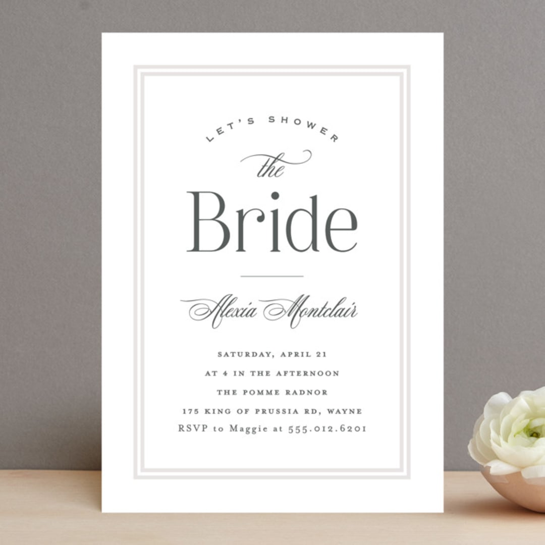 "Traditions" - Bridal Shower Invitations in Obsidian by Carolyn MacLaren - Front