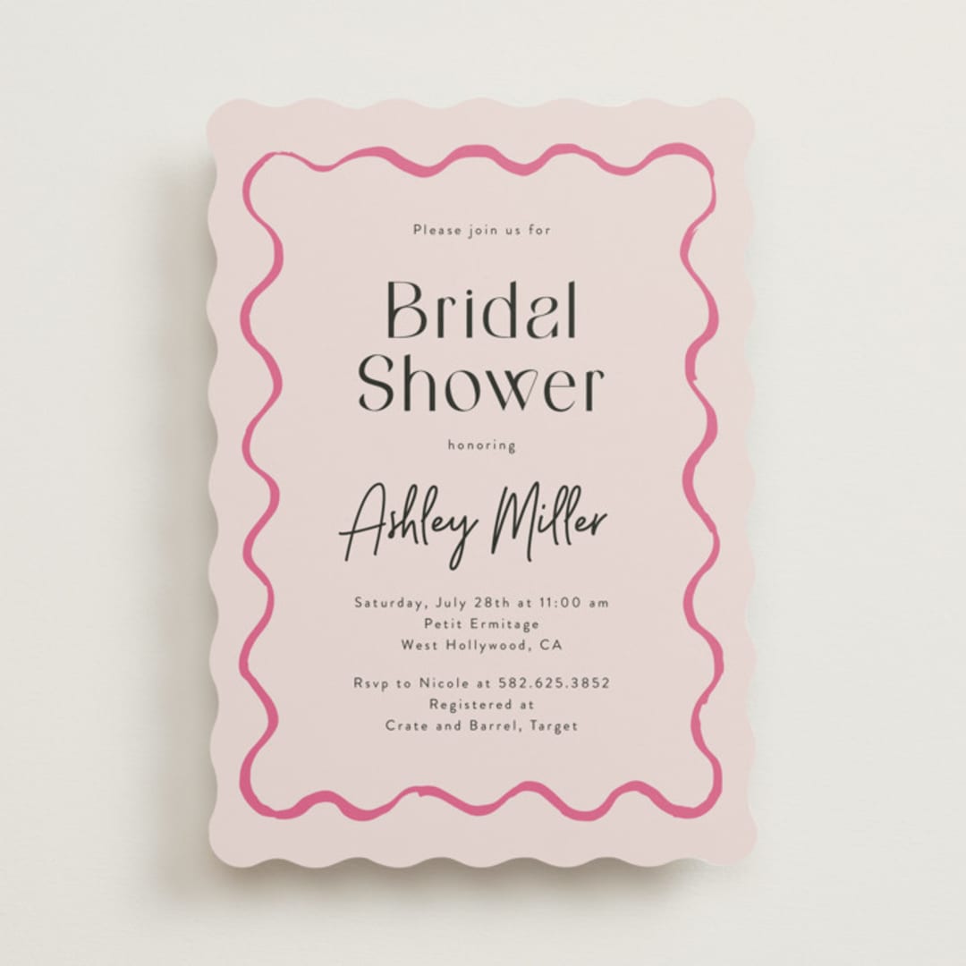 "handdrawn wavy frame" - Bridal Shower Invitations in Rosebud by Cass Loh - Front