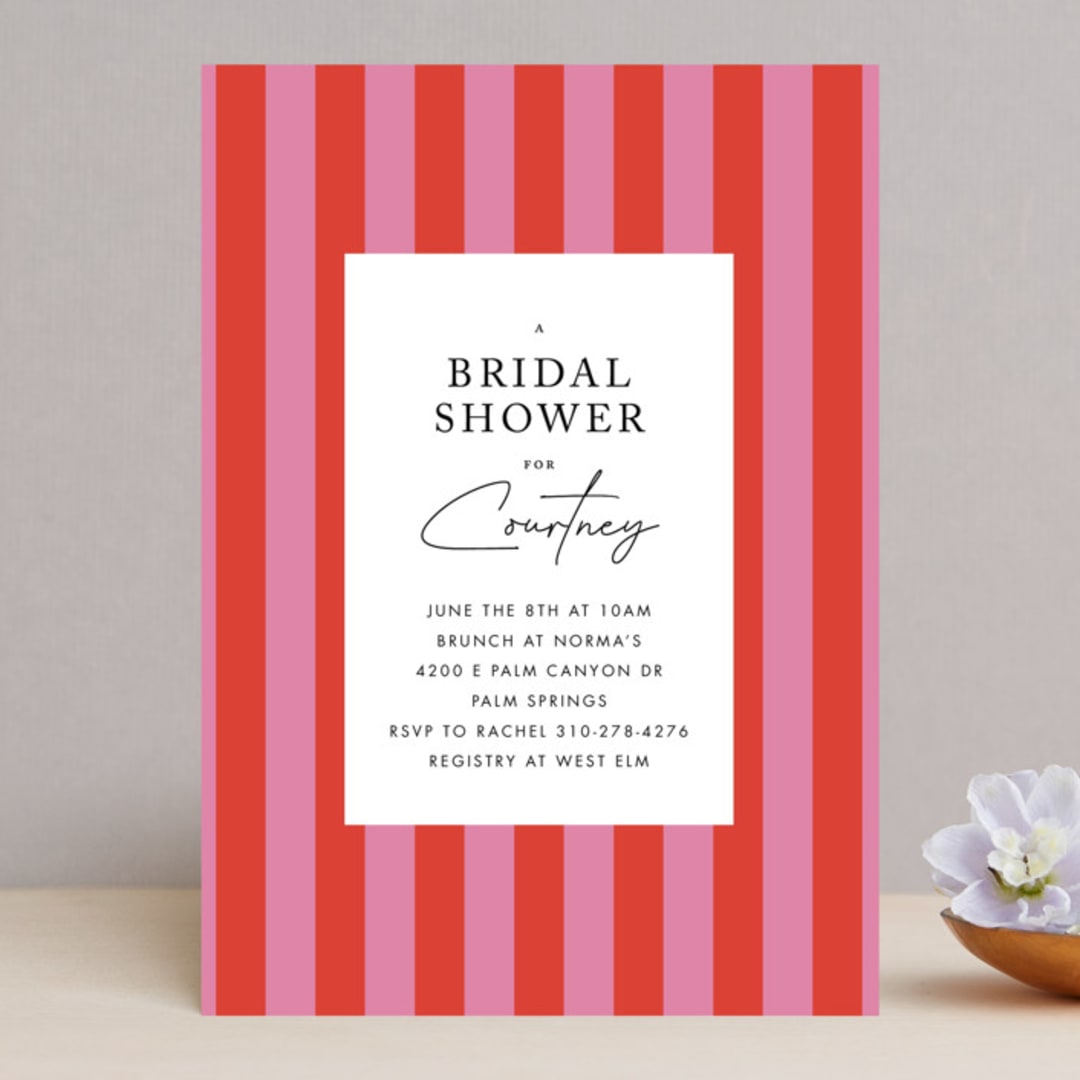 "Bold Stripes" - Bridal Shower Invitations in Strawberry by mo kelley - Front