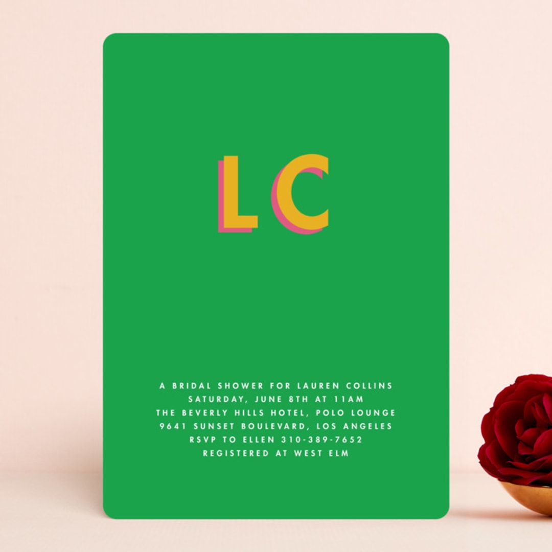 "Bold Initials" - Bridal Shower Invitations in Lawn by mo kelley - Front