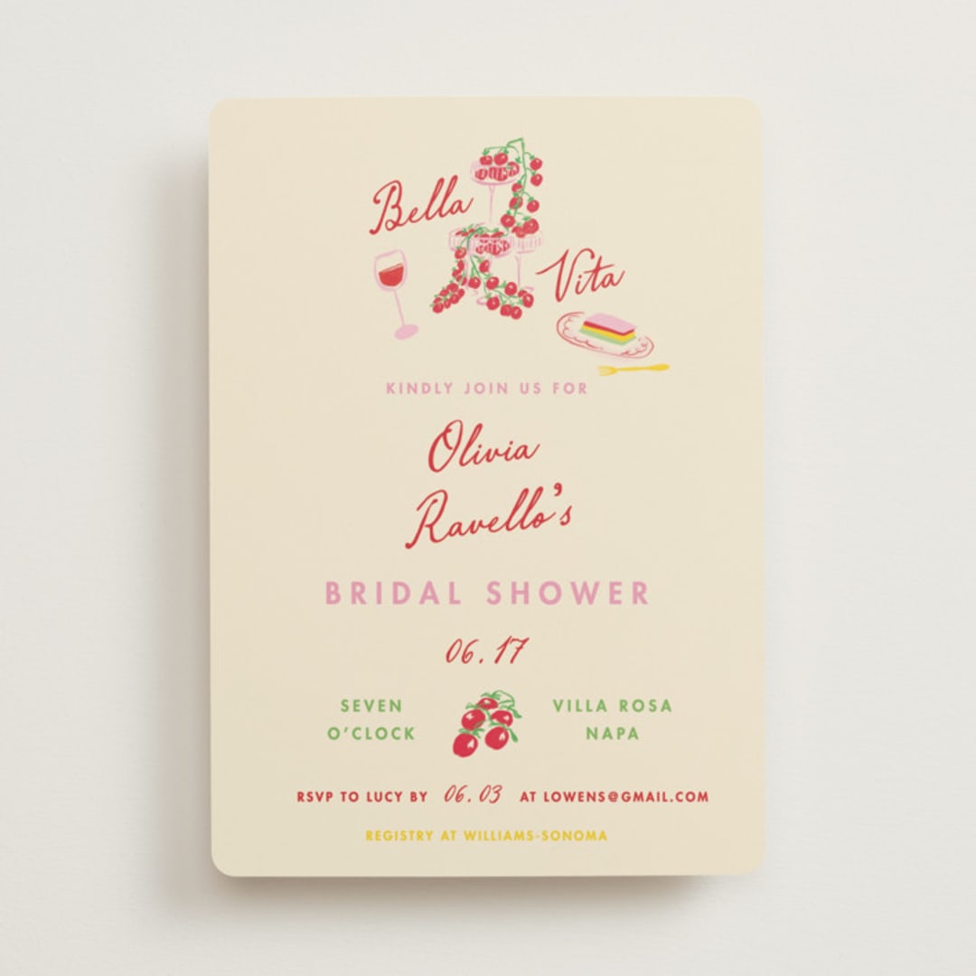 "Bella Vita" - Bridal Shower Invitations in Rossa by Sarah Rosenthal - Front