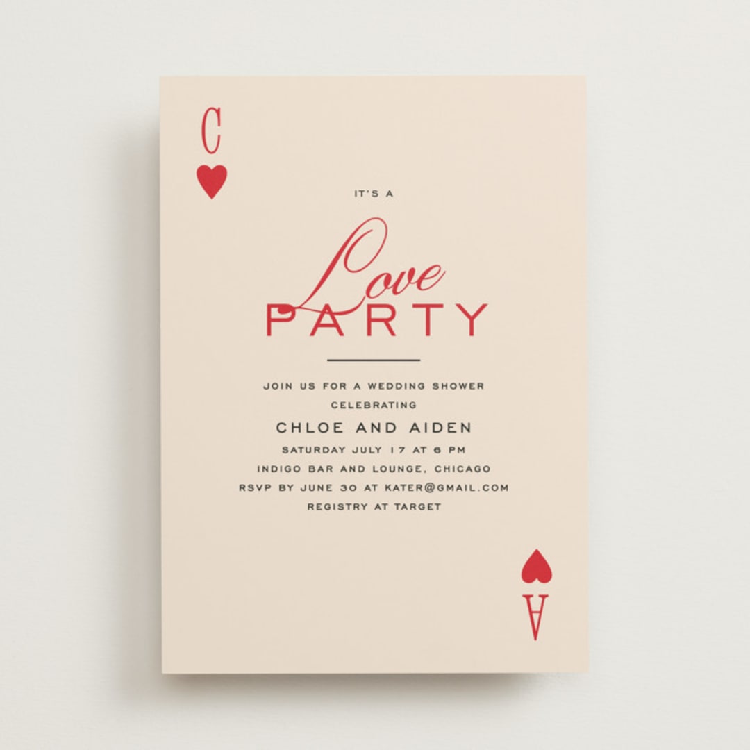 "Love party" - Bridal Shower Invitations in Crimson by Creo Study - Front