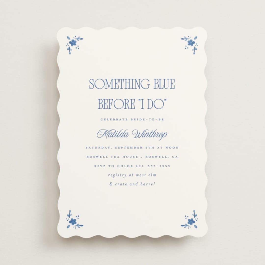 "Delft" - Bridal Shower Invitations in Porcelain by Morgan Kendall - Front