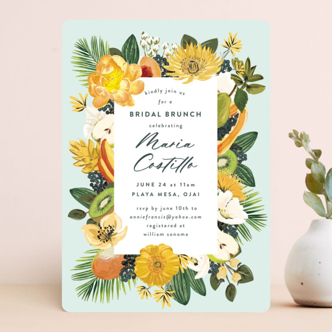 "Tropical Brunch" - Bridal Shower Invitations in Mint by Susan Moyal - Front