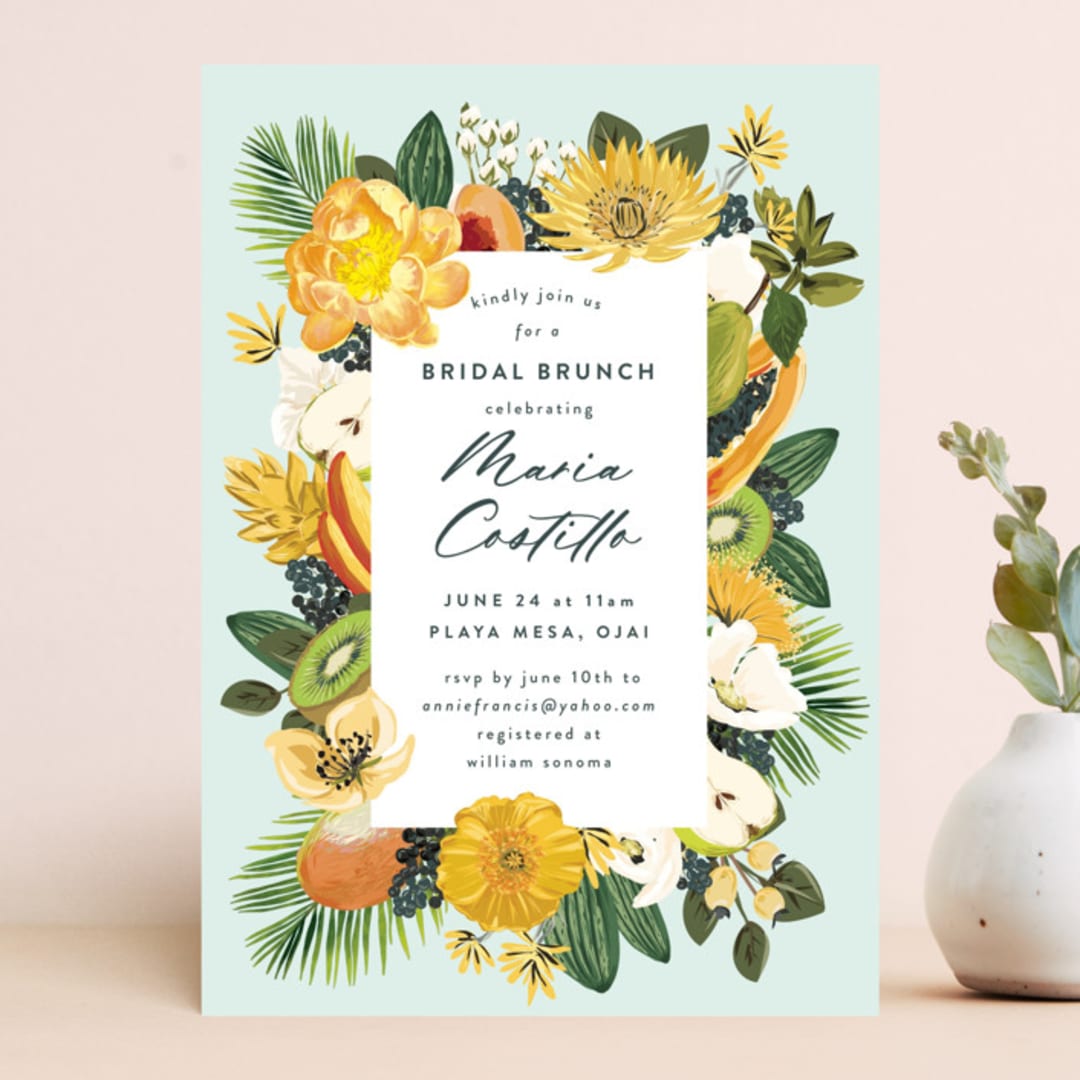 "Tropical Brunch" - Bridal Shower Invitations in Mint by Susan Moyal - Front