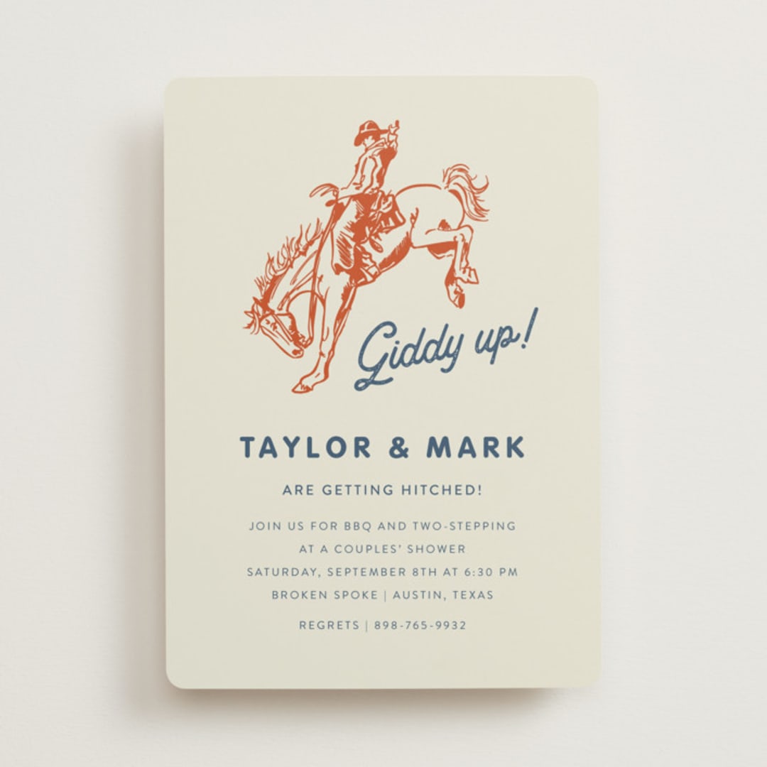 "Giddy Up" - Bridal Shower Invitations in Cobalt by Erin Hodges - Front