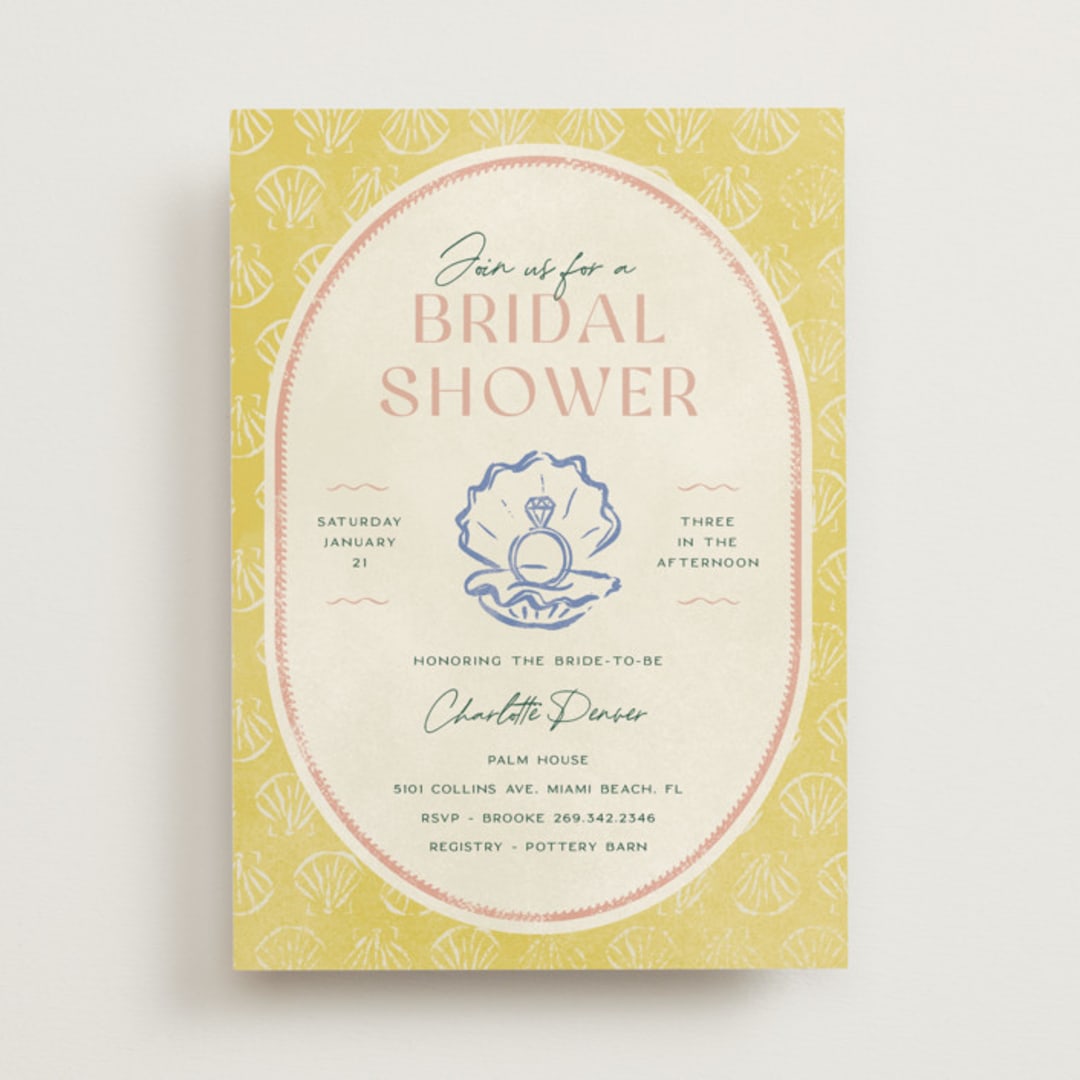 "Coastal Drift" - Bridal Shower Invitations in Caribbean Citrus by Pixel and Hank - Front