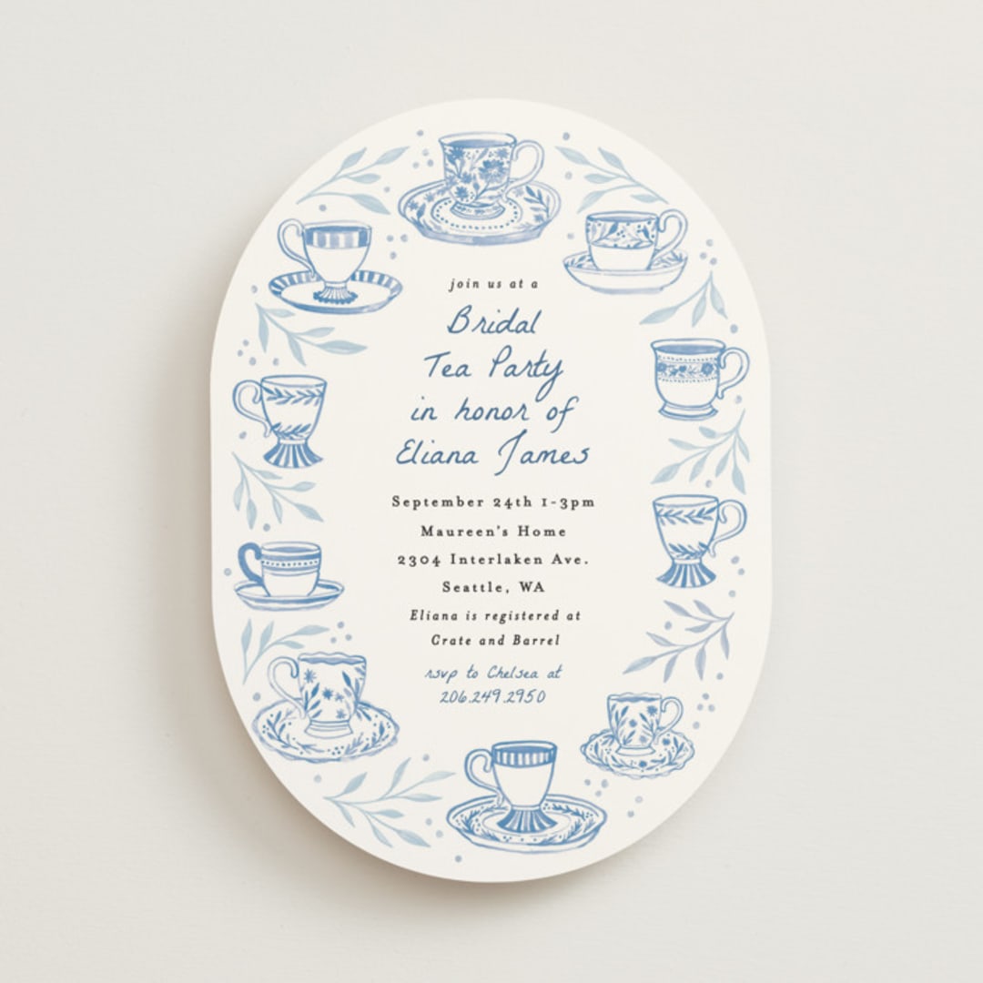 "Tea Cup Party" - Bridal Shower Invitations in Periwinkle by Alethea and Ruth - Front