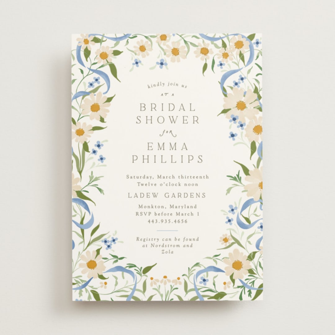 "Wildflower Wreath" - Bridal Shower Invitations in Something Blue by Erin L. Wilson - Front