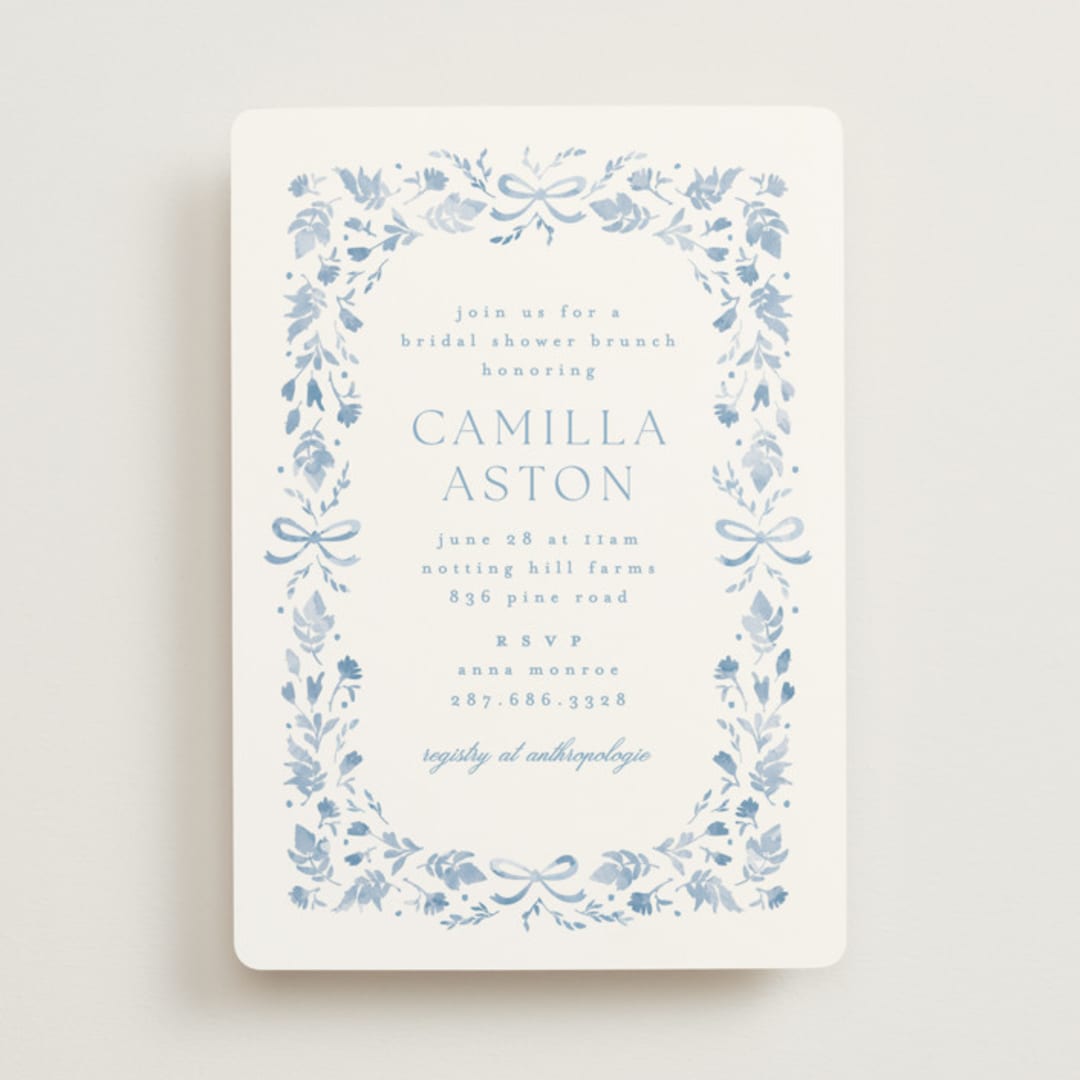 "Emmaline" - Bridal Shower Invitations in Bluebell by Kristie Kern - Front