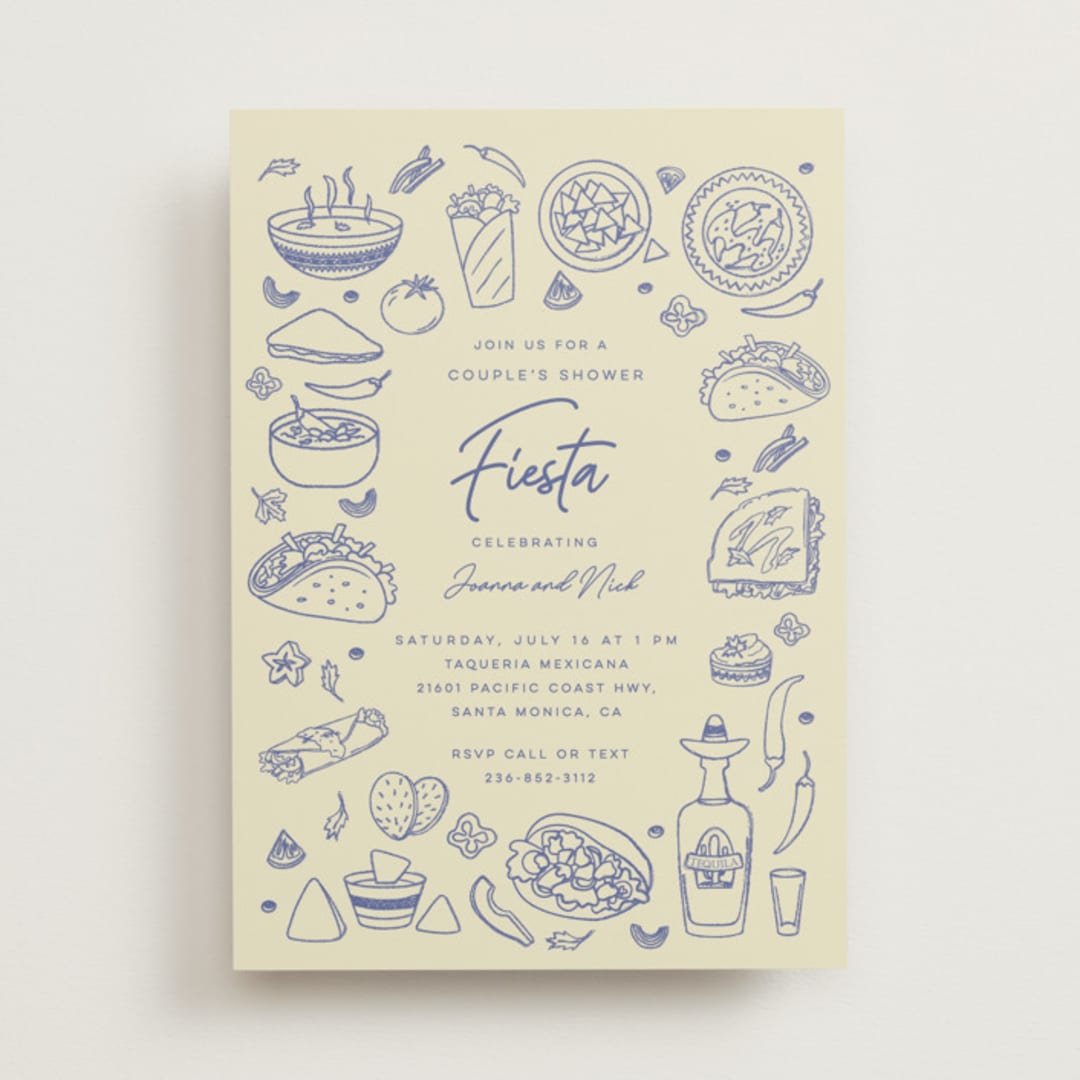 "Tacos & Tequila" - Bridal Shower Invitations in Blueberry by Sherley Ferreira - Front
