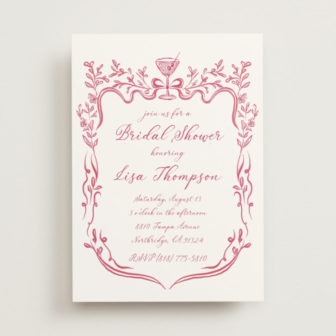 "Fun Cocktails" - Bridal Shower Invitations in Cranberry by Lucrecia Caporale - Front