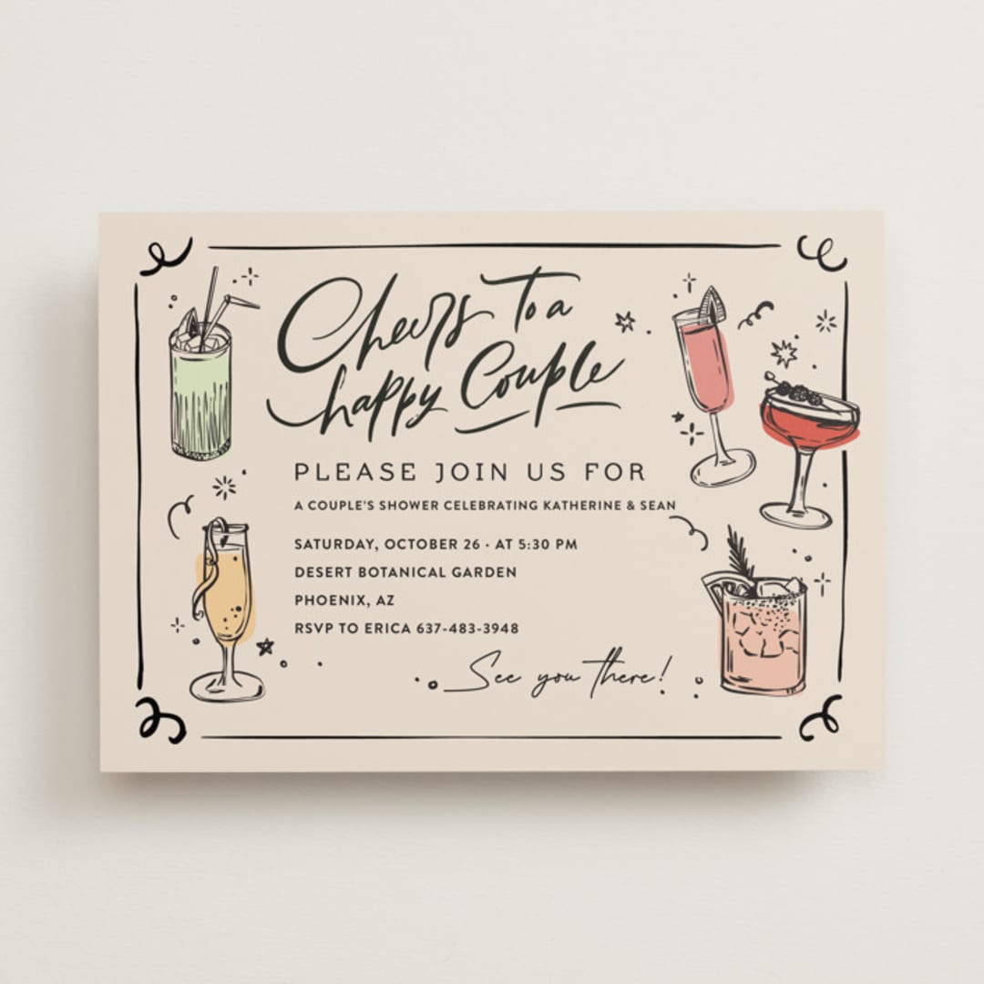 "cheers to a happy couple" - Bridal Shower Invitations in Creme by Anastasia Makarova - Front