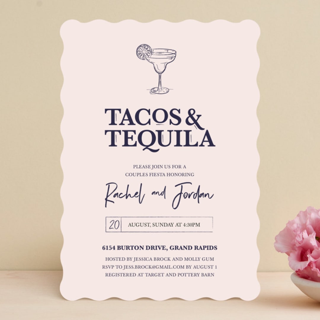 "Tacos & Tequila" - Bridal Shower Invitations in Blush by Janelle Kelly - Front