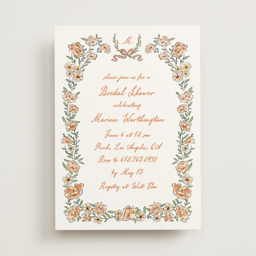 "Blooms" - Bridal Shower Invitations in Hibiscus by Creo Study - Front