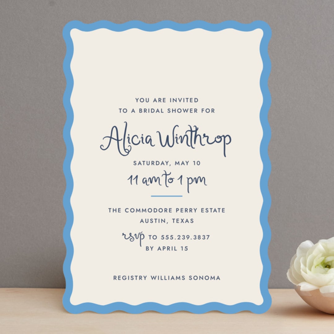"Augusta" - Bridal Shower Invitations in Bluebell by Megan Davis - Front