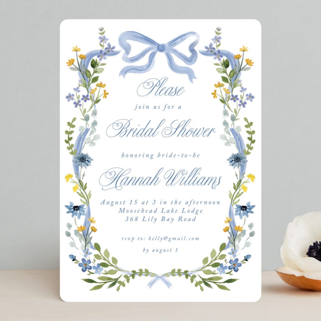 "Hand Painted" - Bridal Shower Invitations in Bluebell by Petra Kern - Front