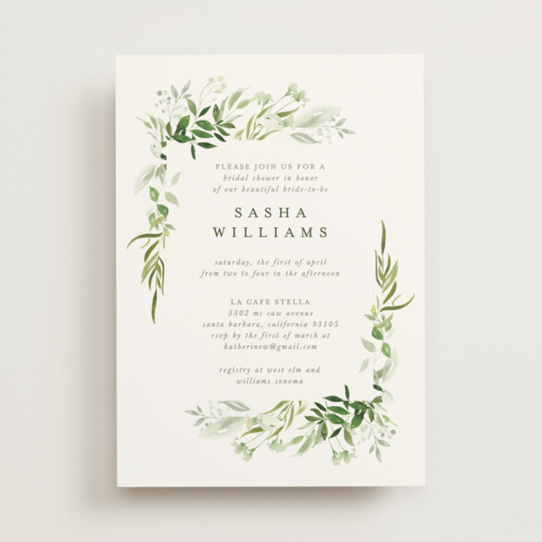"Verdure" - Bridal Shower Invitations in Garden by Leah Bisch - Front